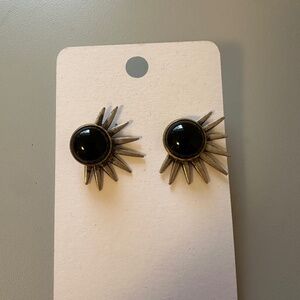 New Handmade Onyx Style Stud Starburst Earrings in Brass